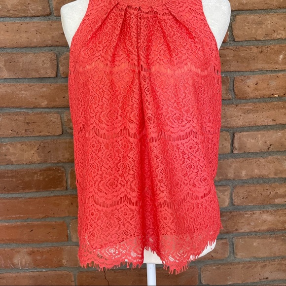 Coral lace sleeveless top - Picture 3 of 7